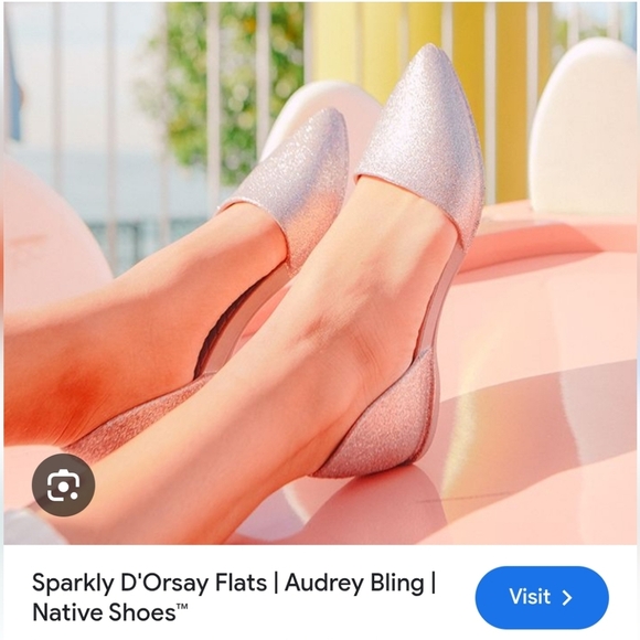 Native Audrey Bling D'Orsay Silver Glitter Sparkle Slip On Flats 8 - Picture 16 of 16